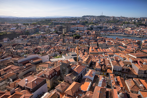 Aerial view of cityscape in the morning, Porto, Portugal