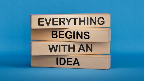 istock Everything begins with an idea symbol. Concept word Everything begins with an idea on wooden blocks. Business everything begins with idea concept. Copy space.3D rendering on blue background. 1637281464