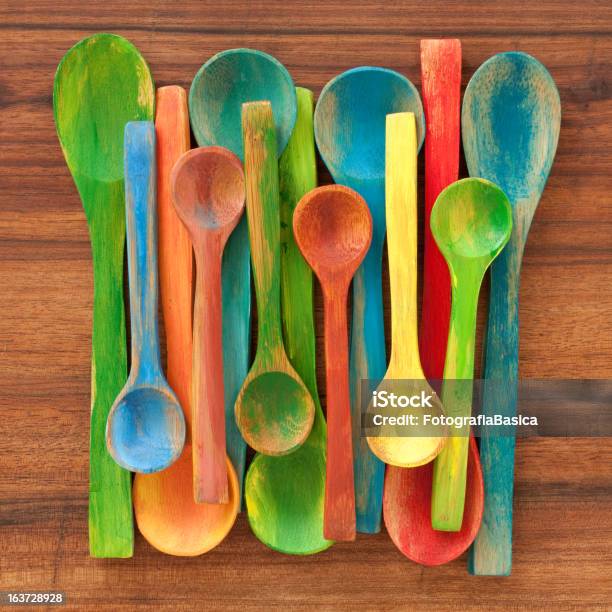 Painted Spoons Stock Photo - Download Image Now - Paint, Wooden Spoon, Art And Craft