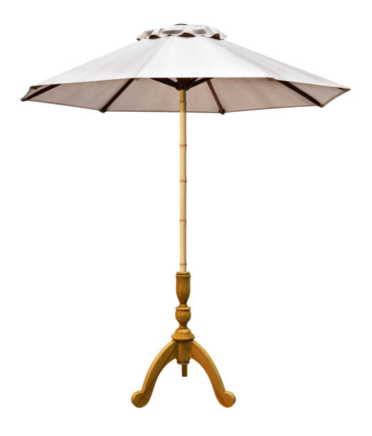 istock White beach umbrella isolated on white background with clipping path 1637292153