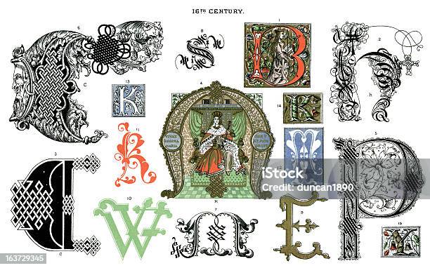 Medieval Illuminated Letters Stock Illustration - Download Image Now - Calligraphy, Letter S, Medieval Illuminated Letter