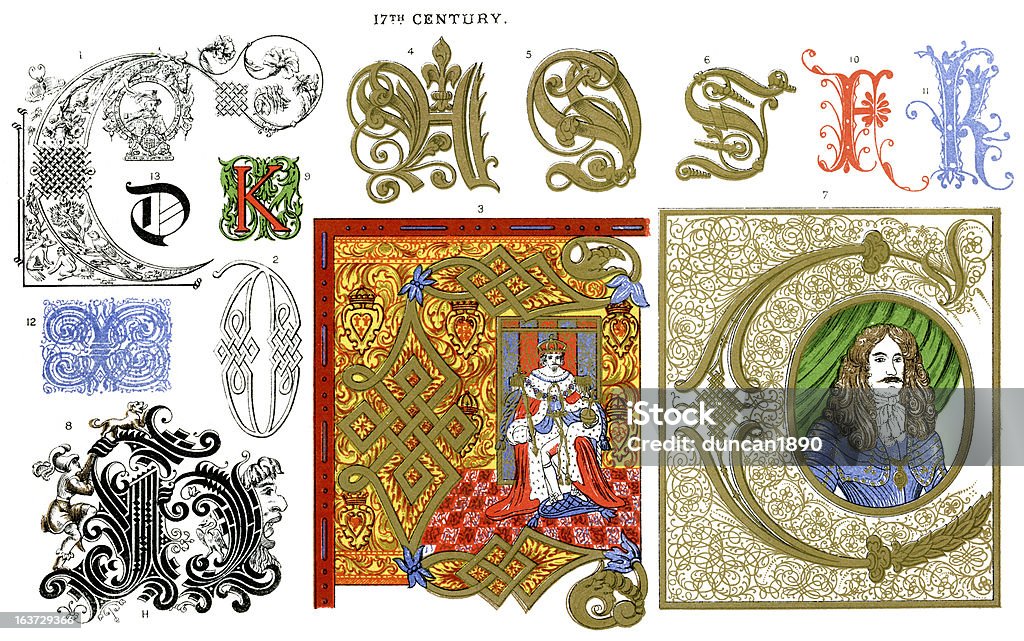 Illuminated Letters Stock Illustration - Download Image Now - Medieval