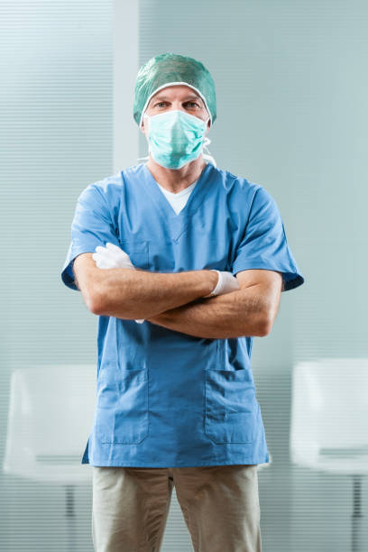 istock Hospital professional, blue-white, radiates confidence 1637293743