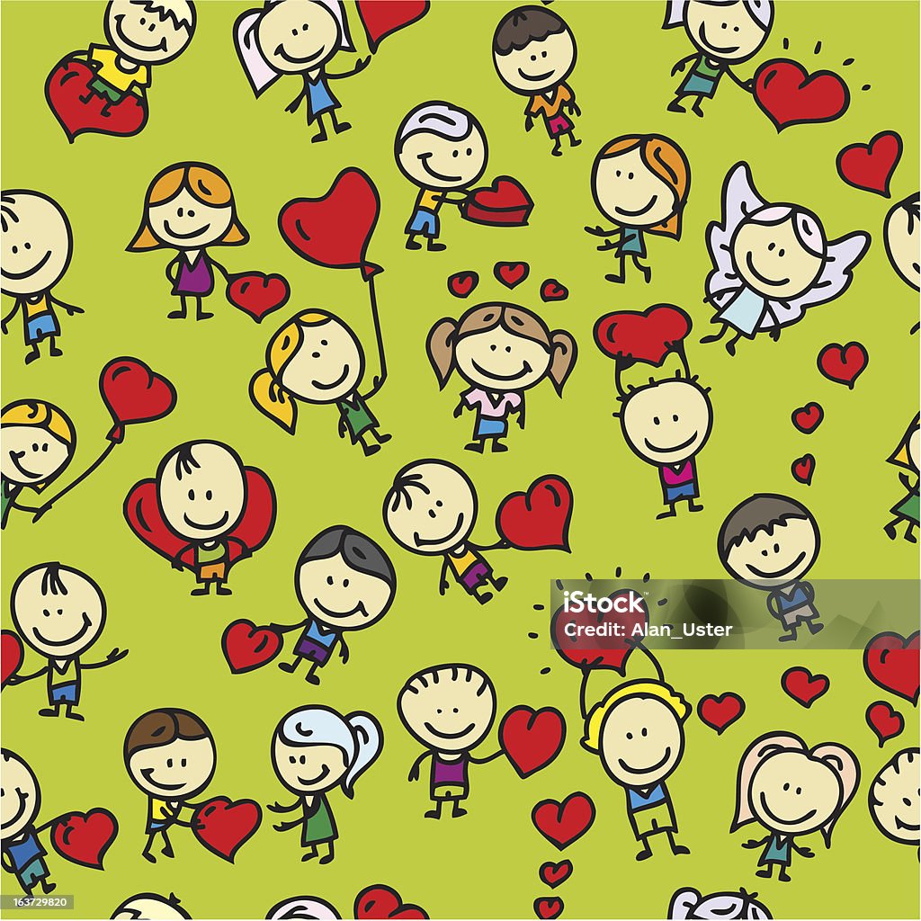 Kid Heart Pattern Kids With Hearts Love Pattern Stock Illustration - Download Image Now ...