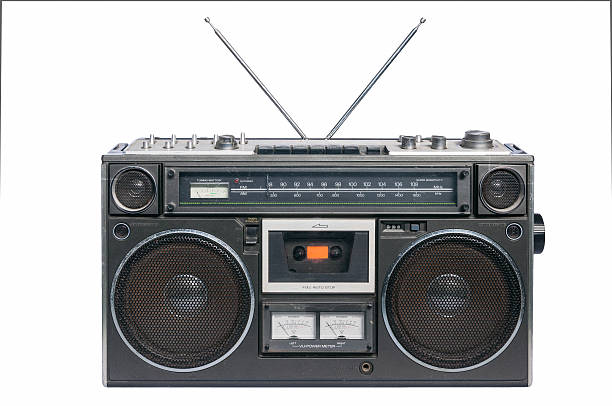 istock Vintage radio cassette recorder, isolated on white 163730749