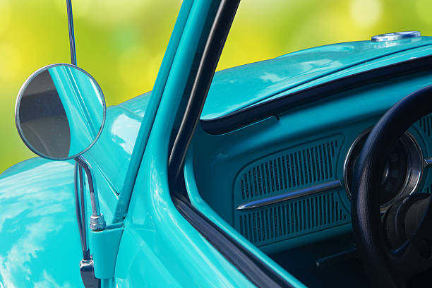 istock Rear-view mirror of retro car 163731118