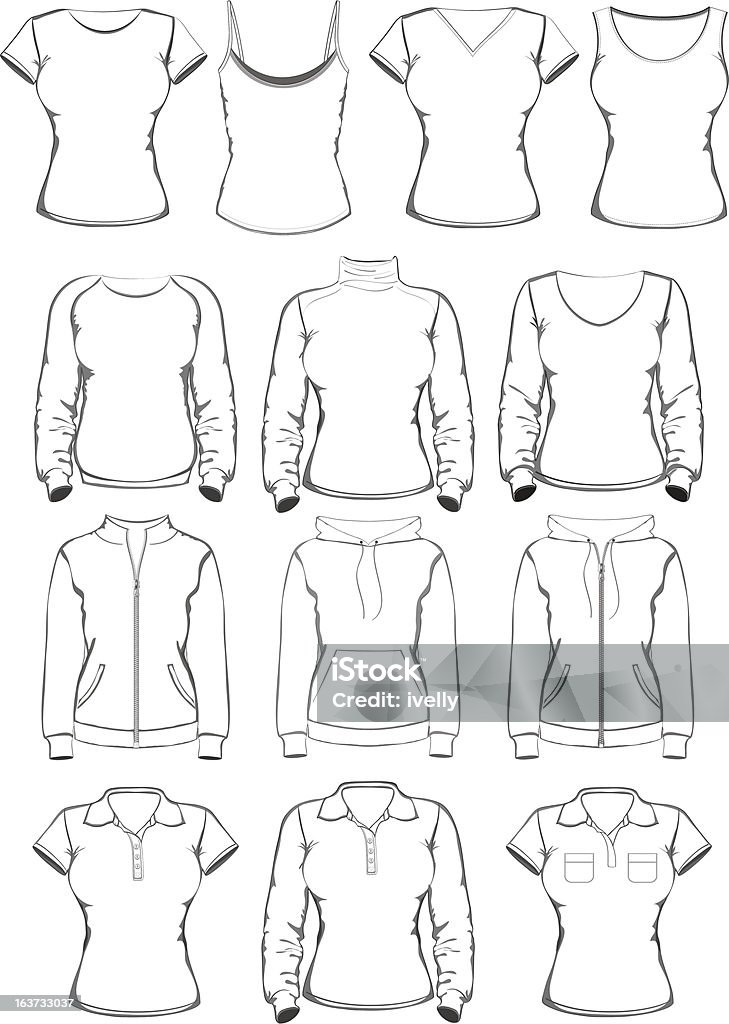 Collection of women clothes outline templates Collection of women clothes outline templates. vector illustration Adult stock vector