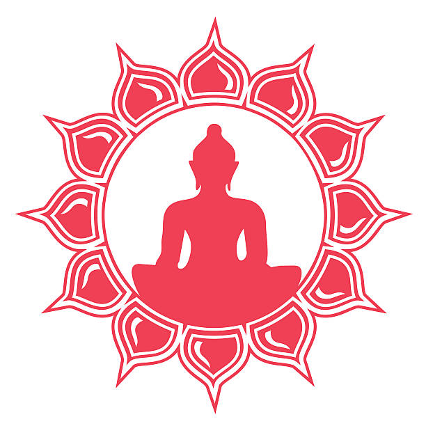 Meditation - Buddha, Lotus Flower Meditation - vector image - isolated on white background qi gong stock illustrations