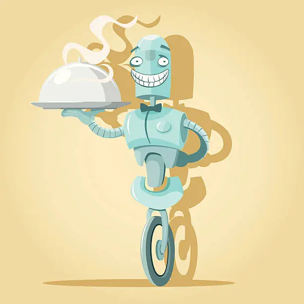 Vector illustration of Robot waiter