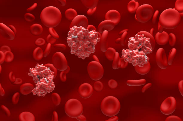 istock Oxyhaemoglobin and haemoglobin cells in the blood flow  isometric view 3d illustration 1637354986