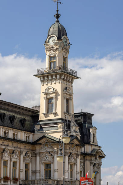 view of the town hall at market square, nowy sacz, poland - nowy sacz imagens e fotografias de stock