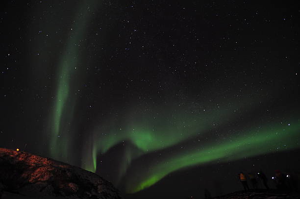 Aurora borealis in northern Norway This picture was taken on February 12, 2013 in Sommaroy island, near Tromso, northern Norway on a new moon (no moon) night. sommaroy stock pictures, royalty-free photos & images