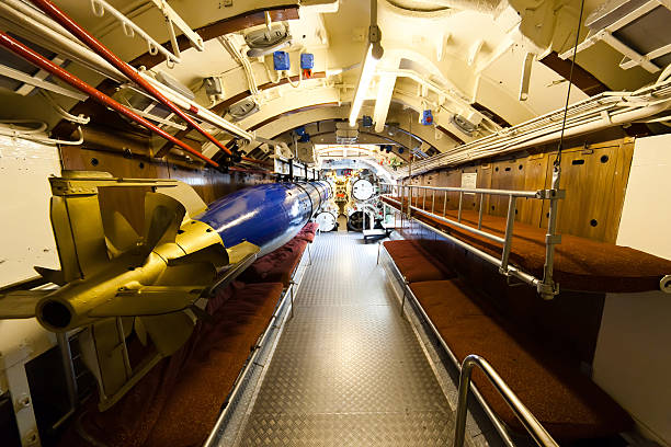 German world war 2 submarine type VIIC/41 - torpedo compartment - ultra wide angle photo