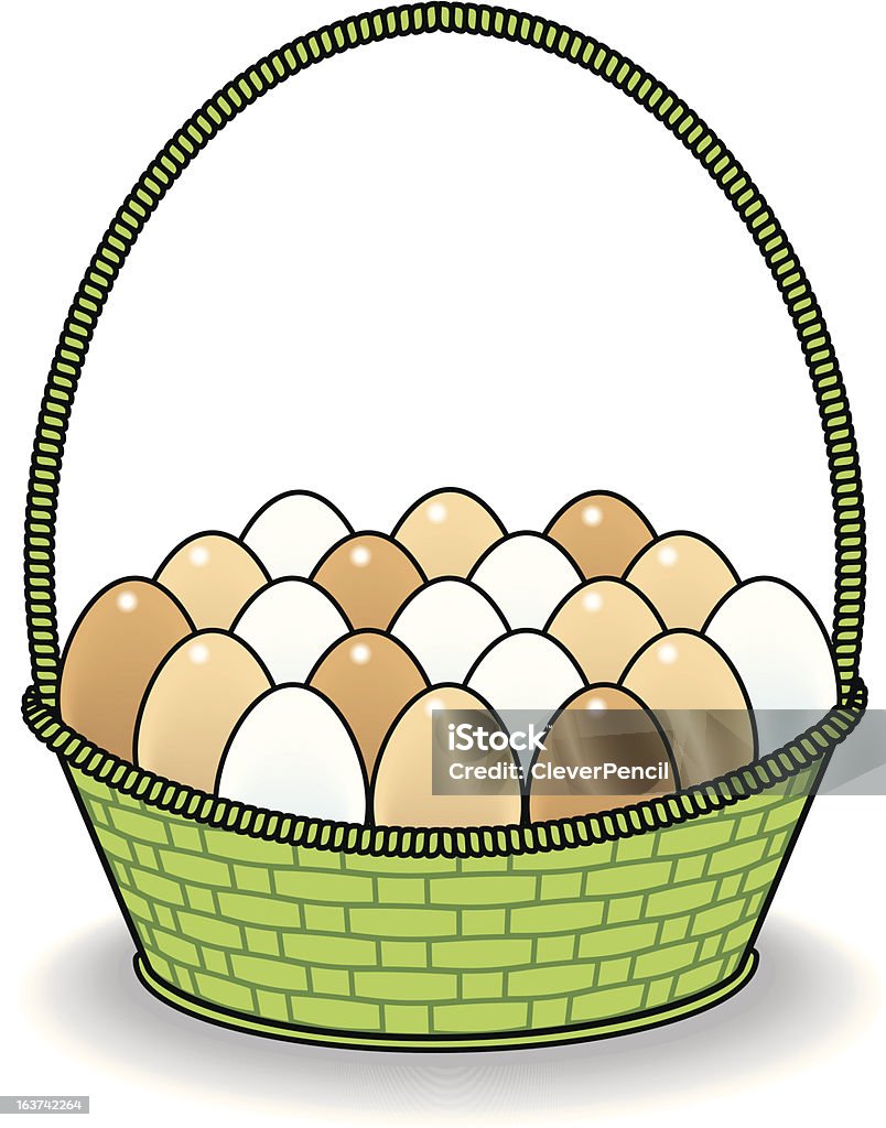 Cesta de ovos naturais na Verde - Vetor de Animal royalty-free