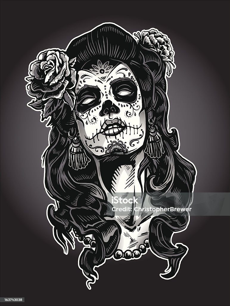 Day of the Dead Calavera Woman Day of the Dead woman with sugar face makeup Sugar Skull stock vector