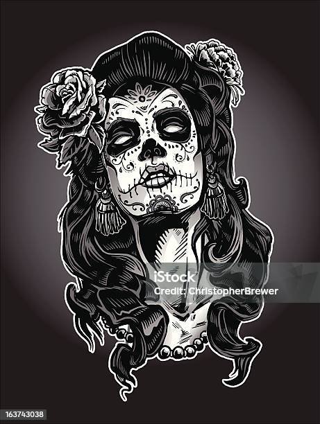 Day Of The Dead Calavera Woman Stock Illustration - Download Image Now - Sugar Skull, Skull, Tattoo
