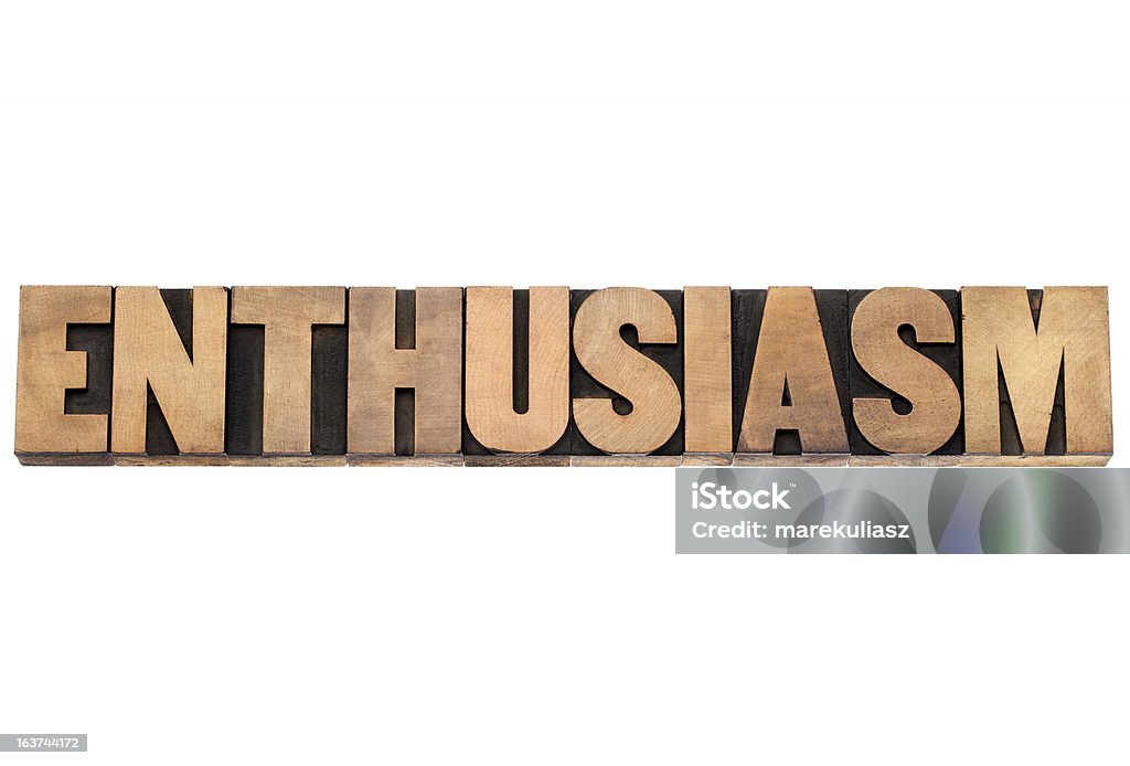 Entusiasmo palabra en tipo de madera - Foto de stock de Amor - Sentimiento libre de derechos