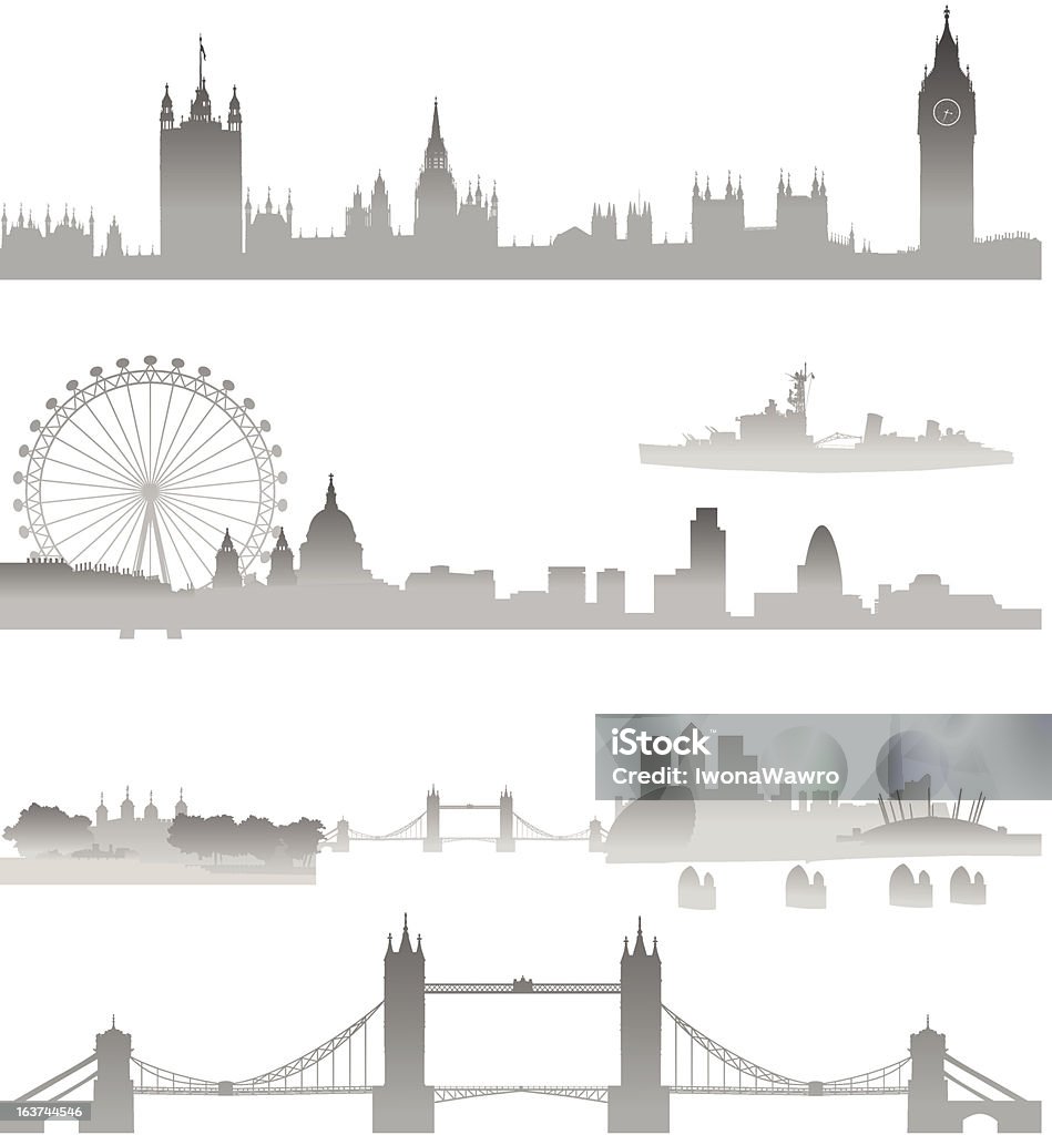 Very Detailed London skyline Set of London architectural cityscape elements. London - England stock vector