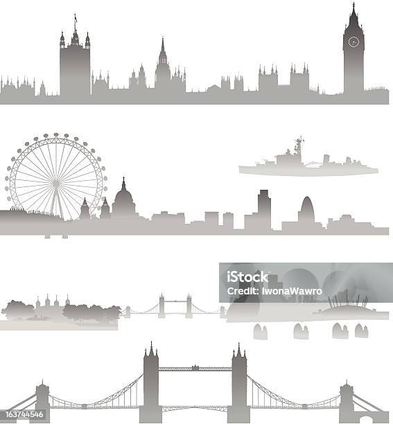 Very Detailed London Skyline Stock Illustration - Download Image Now - London - England, Millennium Wheel, Thames River