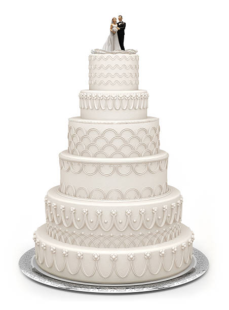 Traditional Wedding Cake Traditional six layer wedding cake isolated on white with a clipping path wedding cake stock pictures, royalty-free photos & images