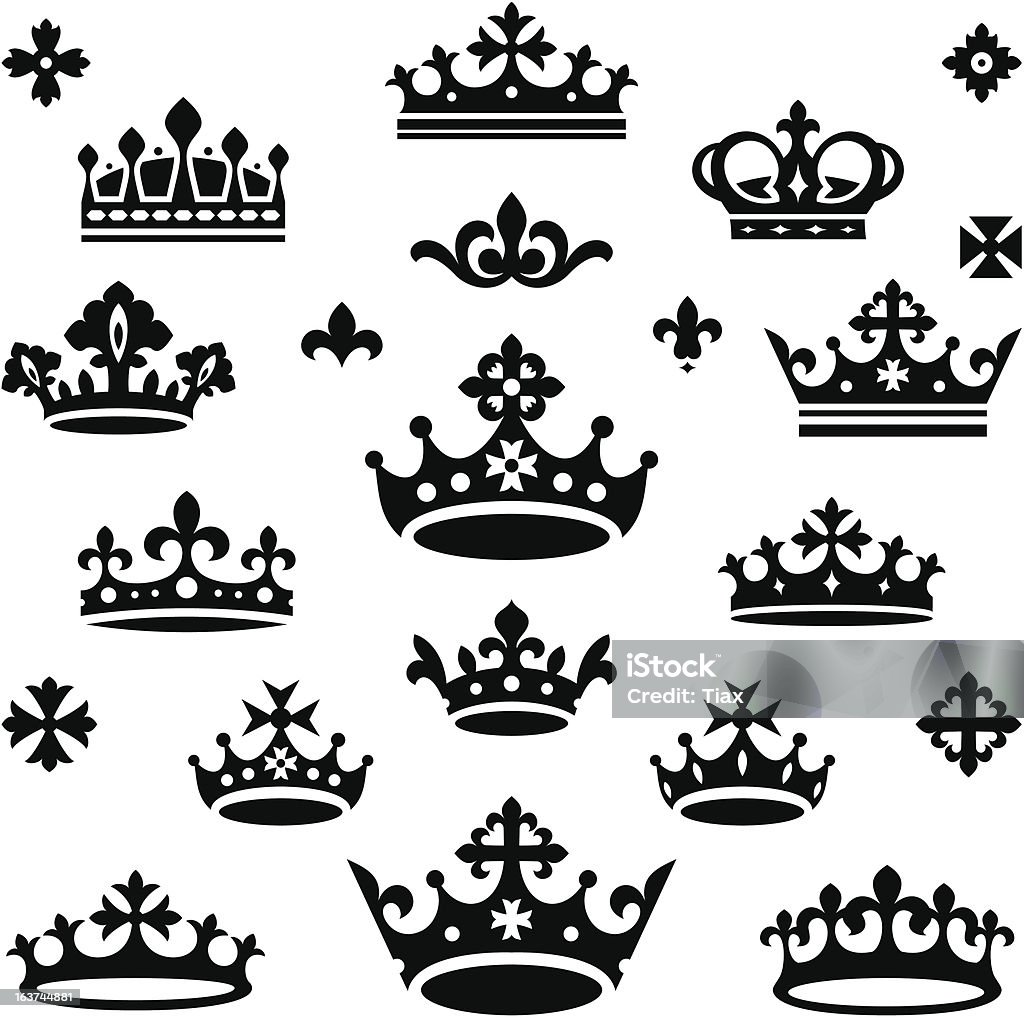 Conjunto de coroas - Vetor de Silhueta royalty-free
