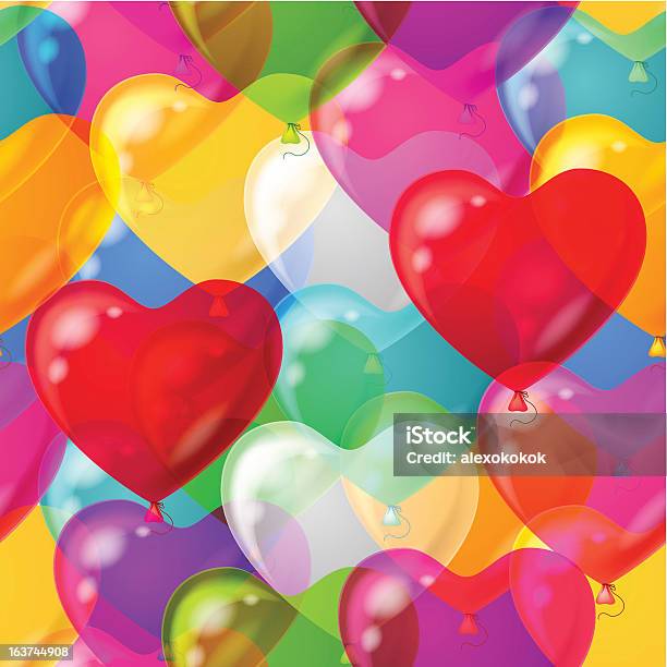 Palloncini Cuori Sfondo Senza Soluzione Di Continuità - Immagini vettoriali stock e altre immagini di Amore