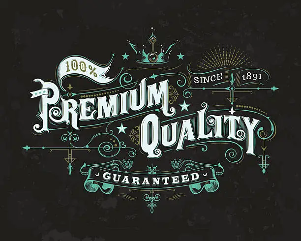 Vector illustration of Ornate Premium Quality Label 2