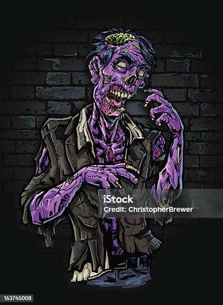 Фиолетовый Зомби — стоковая векторная графика и другие изображения на тему Зомби - Зомби, Дотягиваться, Журнал комиксов
