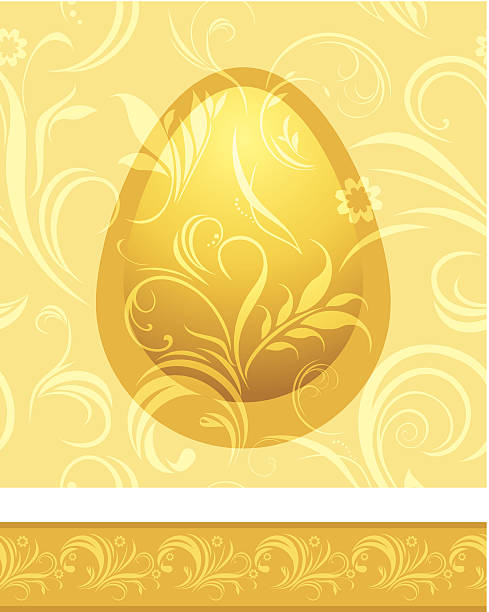 Brillante huevos de oro en el fondo decorativo - ilustración de arte vectorial
