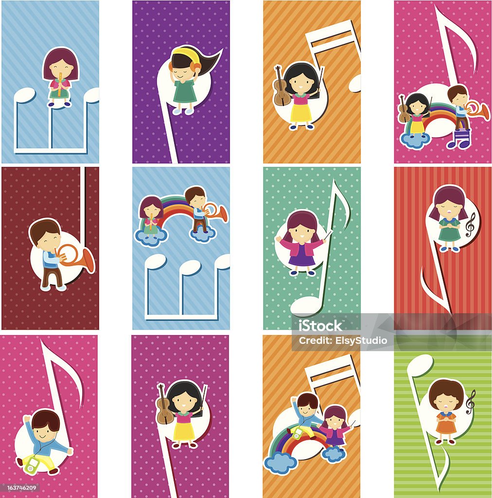 Счастливый ребенок с музыка отмечает - Векторная графика Исполнительская группа роялти-фри