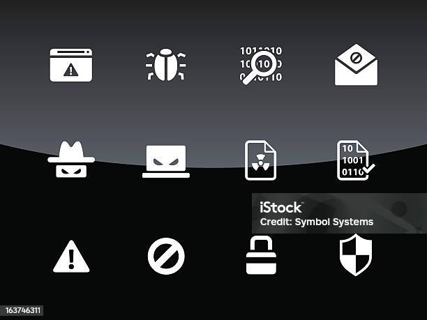 Security Icons Glass Style Stock Illustration - Download Image Now - Alertness, Battery, Black Color