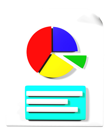 Charts and diagram icon set. Charts and graphs. Pie , Planning and visualization of statistics. Isolated 3d rendering icons, objects on a white background.Clipping path.