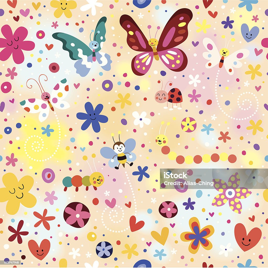 De papillons beetles motif fleurs - clipart vectoriel de Abeille libre de droits