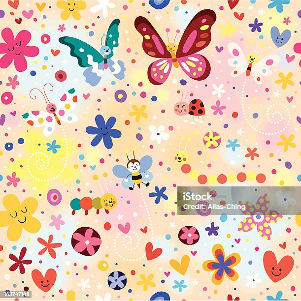 De Papillons Beetles Motif Fleurs Vecteurs libres de droits et plus d'images vectorielles de Abeille - Abeille, Aile d'animal, Beauté de la nature