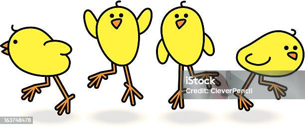 Ilustración de Cuatro Pollos Dispersión En Un Grupo y más Vectores Libres de Derechos de Ala de animal - Ala de animal, Amarillo - Color, Animal