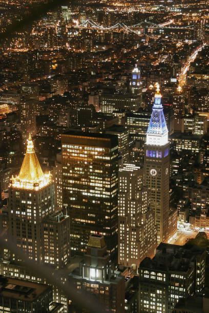 Skyline of Manhattan, at night,New York, USA, North America Skyline of Manhattan, at night,New York, USA, North America major us cities stock pictures, royalty-free photos & images