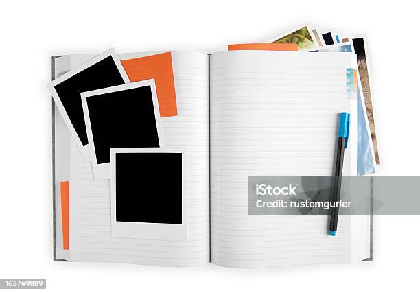 Photos And Diary Stock Photo - Download Image Now - Adhesive Note, Black Color, Blank