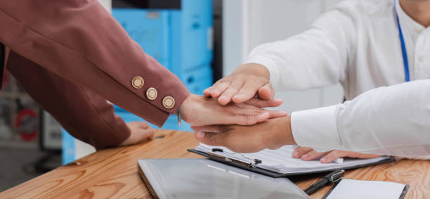 istock Businessmen working together to start a new project in work 1637499953