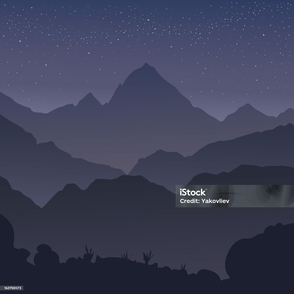 Silhouette der Berge - Lizenzfrei Abenddämmerung Vektorgrafik