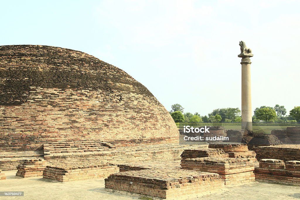 pillars of Ashoka View of the Pillar at Vaishali Architectural Column Stock Photo