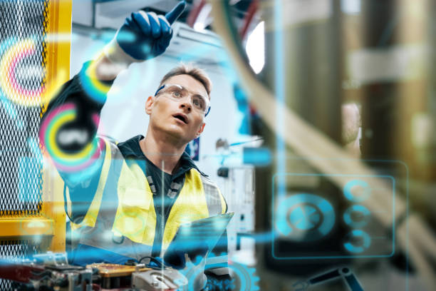 istock Multiracial tachnicial engineer training with robot arm 1637504924