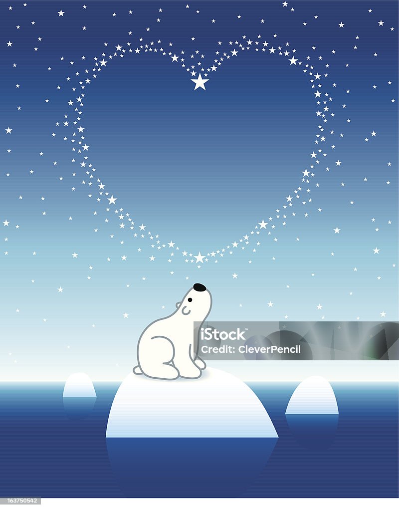 Oso Polar en Iceberg mirando a Star corazón - arte vectorial de Almohadillas - Pata de animal libre de derechos