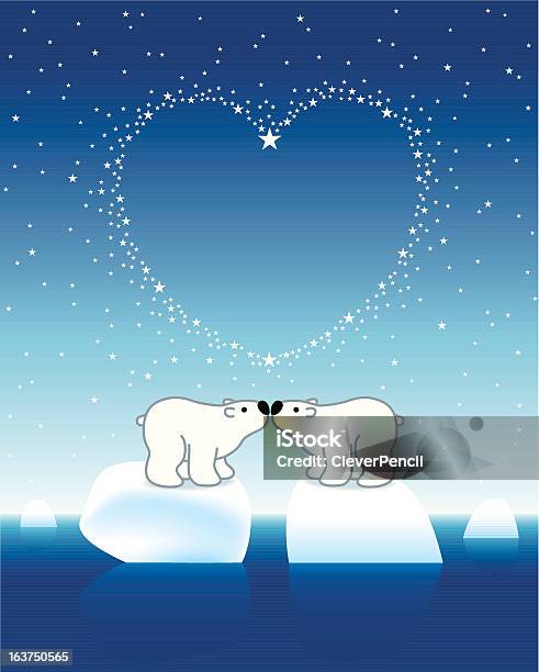 Полярный Медведь Пара На Icebergs С Star Heart — стоковая векторная графика и другие изображения на тему Айсберг - ледовое образовании - Айсберг - ледовое образовании, Белый, Блестящий
