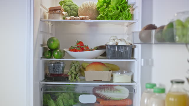 DS Refrigerator stocked with fresh vegetables and fruit