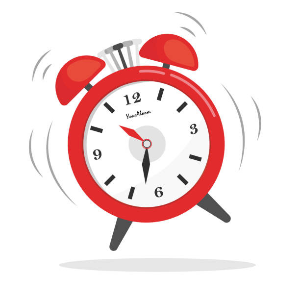 Ringing alarm clock vector illustration Ringing alarm clock vector illustration. Wake up time. Flat vector in cartoon style isolated on white background. moment of silence stock illustrations