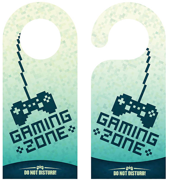 Two gaming zone door knob hangers vector art illustration