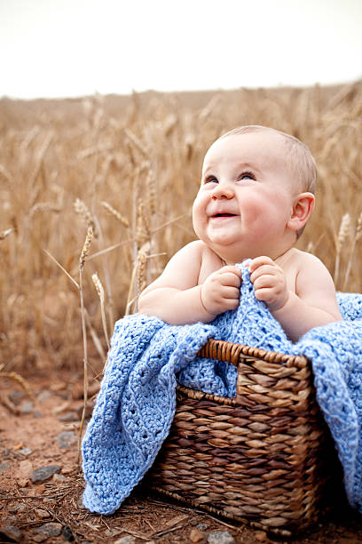 istock Excited baby in basket 163750783