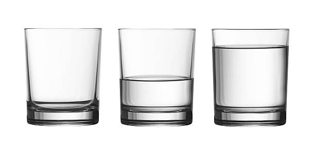 istock low empty, half and full water glass isolated on white 163751230