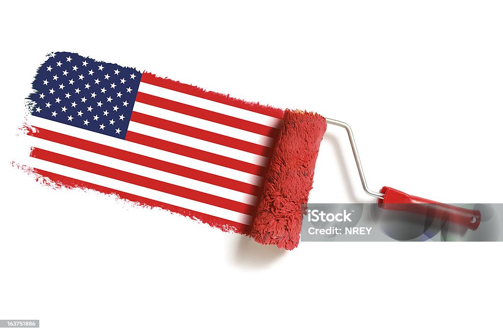 Brosse à rouleau avec drapeau des États-Unis - Photo de Drapeau américain libre de droits