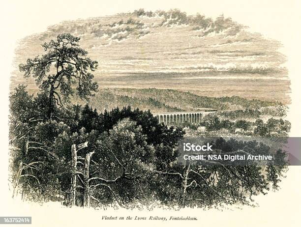 Viaduct On Lyon Railway Fontainebleau France Stock Illustration - Download Image Now - Paris - France, Old-fashioned, 19th Century